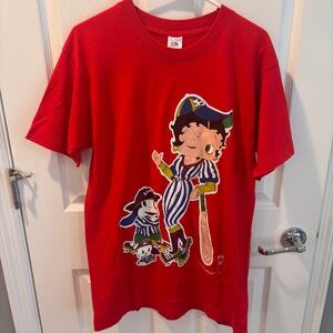 Vintage Betty Boop 90s Baseball Betty Front and Back Print Graphic Tee Size L
